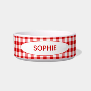 Red Gingham Personalized   Red & White Checkers Bowl