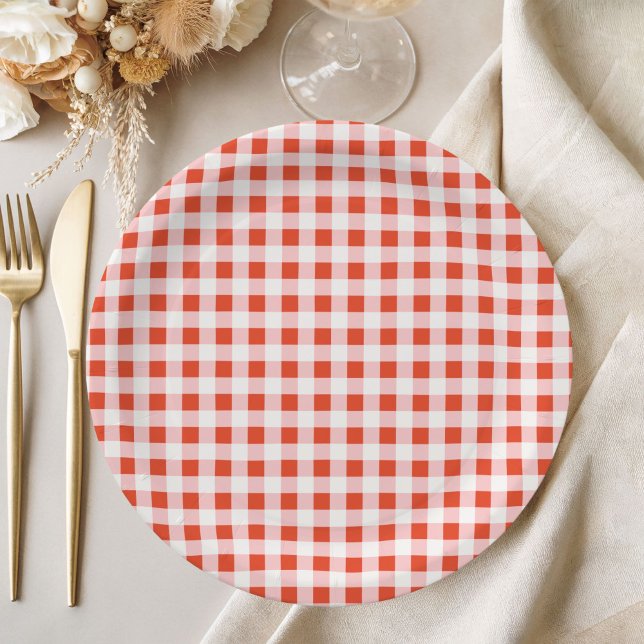 Red Gingham Pizza Italian Baby Shower Paper Plate (Red Gingham Baby Shower Paper plate)