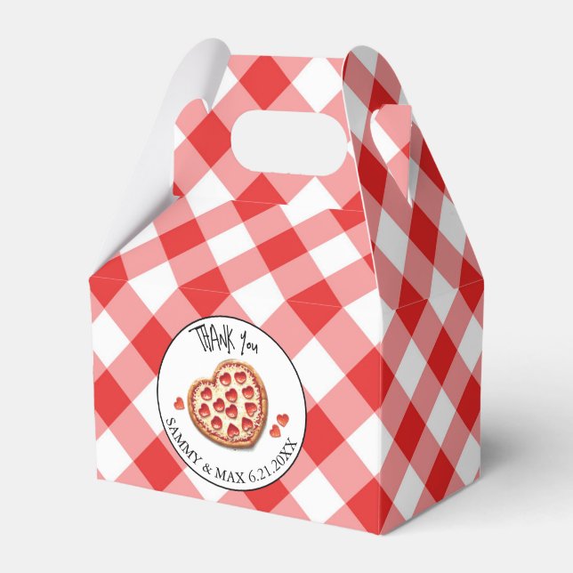 Red Gingham Pizza Party Favour Box (Front Side)