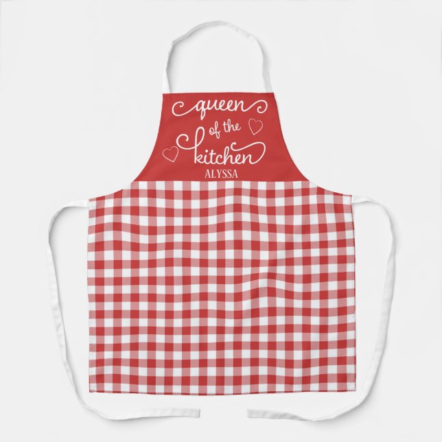 Red Gingham Queen of the Kitchen Apron (Front)