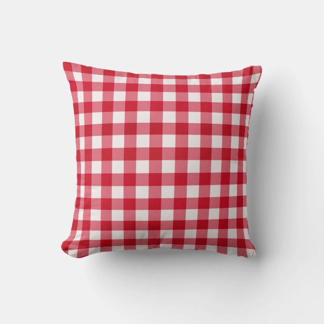 Red Gingham Reversible Throw Pillow (Front)