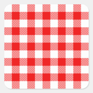 Red Gingham Square Sticker