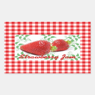 Red gingham Strawberry jam label