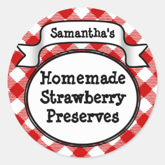 Red Gingham Strawberry Jelly Jam Jar Label