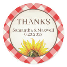 Red Gingham Sunflower Thank You