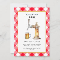 Red Gingham Tap & Beer Keg Backyard BBQ Party