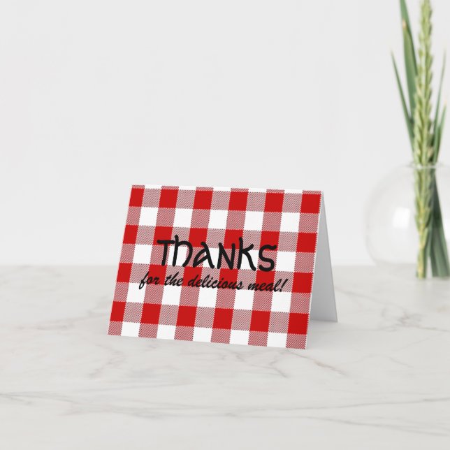 Red Gingham Thank you Card (Front)