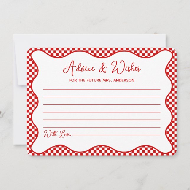 Red Gingham That's Amore Bridal Shower Advice Card (Front)