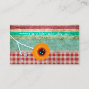 Red Gingham Vintage Business Card