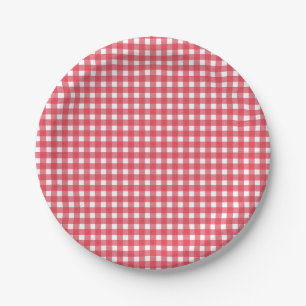 Red Gingham Western Party Paper Plate