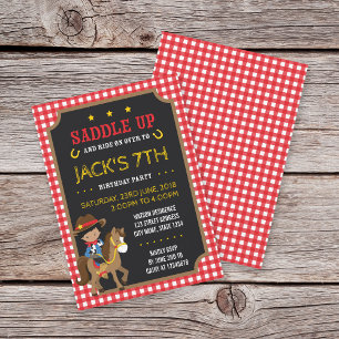 Red Gingham Wild West Dark Cowboy Birthday