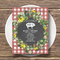 Red Gingham Wildflower Baby Q Baby Shower
