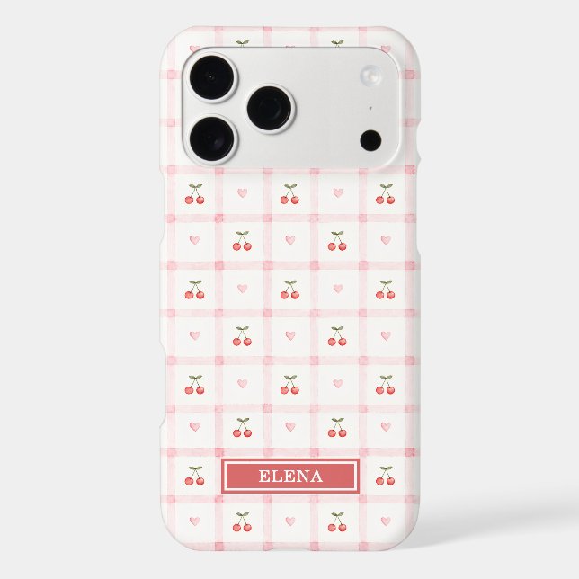 Red Gingham with Cherries and Bows Monogrammed (Back)