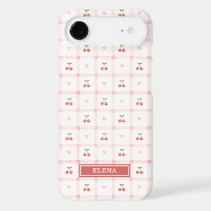 Red Gingham with Cherries and Bows Monogrammed