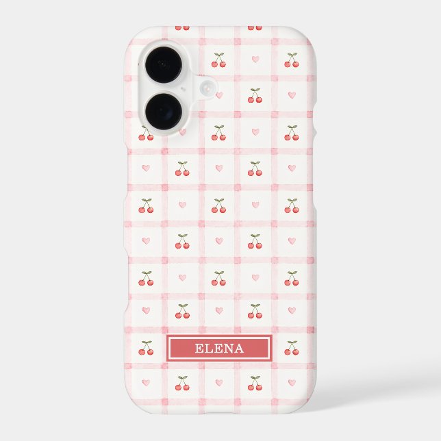 Red Gingham with Cherries and Bows Monogrammed (Back)