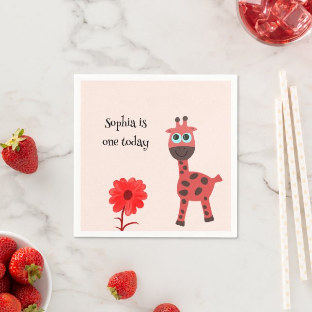 Red giraffe napkin (Insitu)