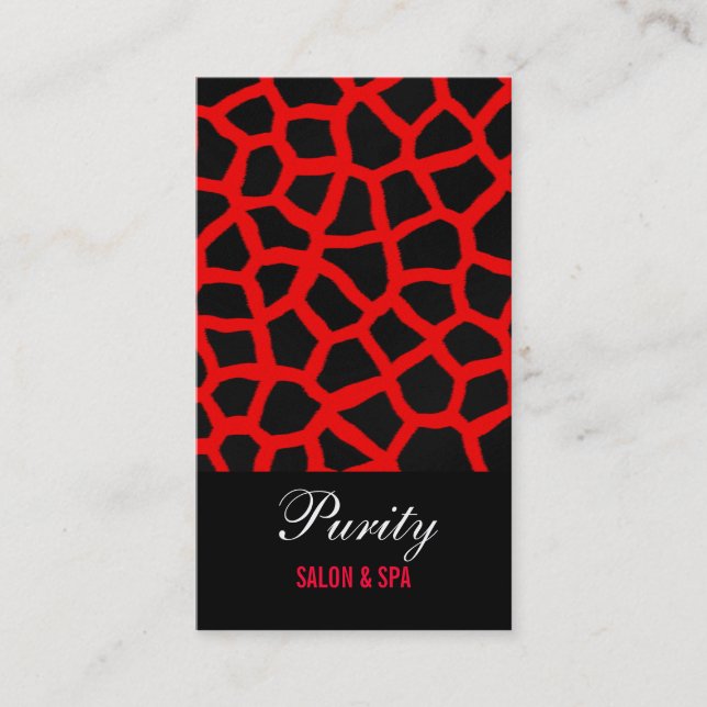Red Giraffe Print Design Business Card (Front)