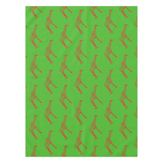 Red Giraffe Stencil Tablecloth (Front)