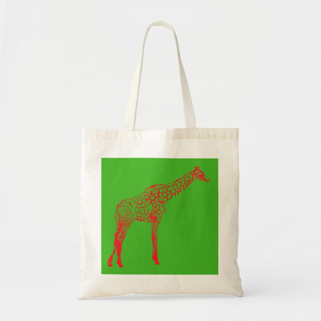 Red Giraffe Stencil Tote Bag (Front)