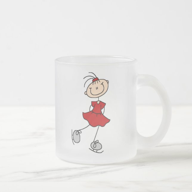 Red Girl Ice Skater T-shirts and Gifts Frosted Glass Coffee Mug (Right)