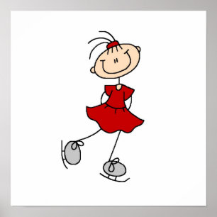Red Girl Ice Skater T-shirts and Gifts Poster