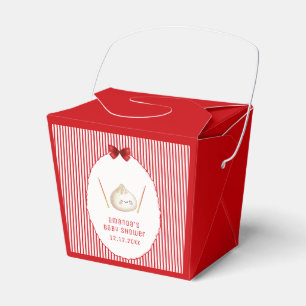 Red Girl Kawaii Bow Asian Dumpling Baby Shower Favour Box