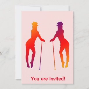 Red Girls Dancing Jazz Invitation
