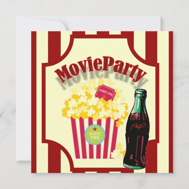 Red Girls Movie Birthday Party Invitation (Front)