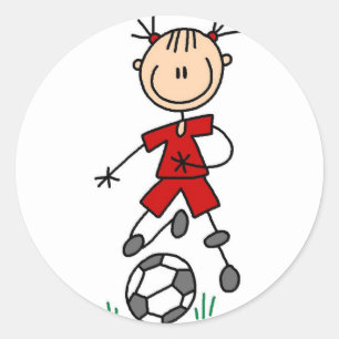 Red Girls Soccer Sticker