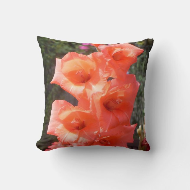 Red Gladioli Flowers Cushion (Front)