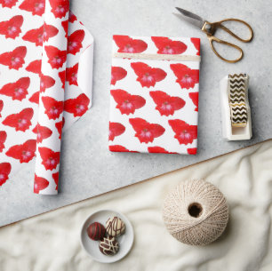 Red gladiolus floral wrapping paper