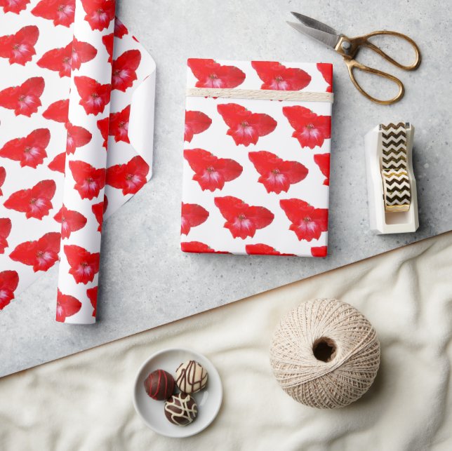 Red gladiolus floral wrapping paper (Crafts)