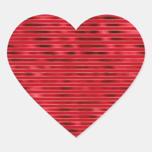 Red Glam Gold Stripes Heart Sticker