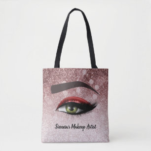 Red glam lashes eyes   makeup artist tote bag