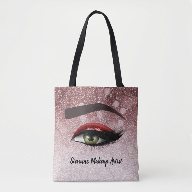 Red glam lashes eyes | makeup artist tote bag (Front)