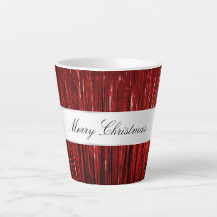 Red Glam Tinsel Stripes Latte Mug