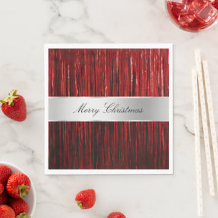 Red Glam Tinsel Stripes Napkin