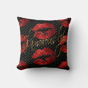 Red Glamorous Glitter Lips Cushion