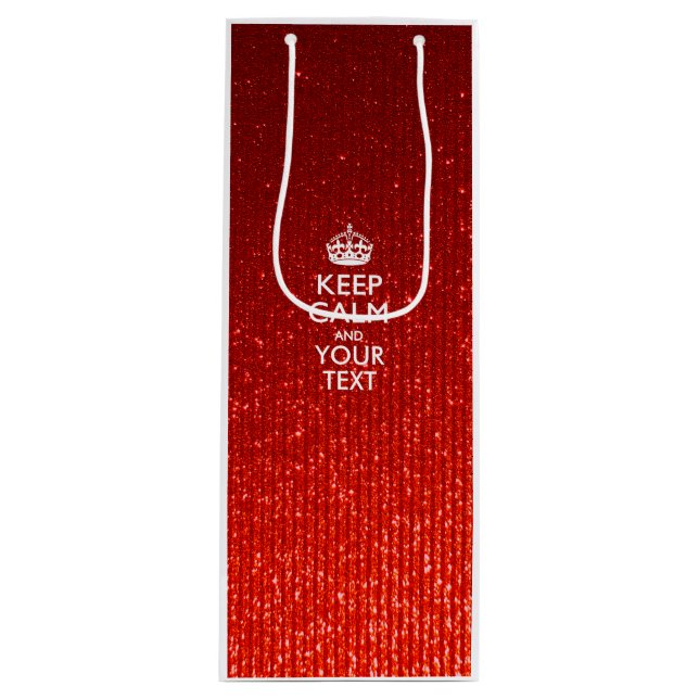 Red Glamour Keep Calm Personalised text Wine Gift Bag (Front)