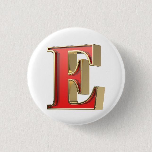 Red glass letter E 3 Cm Round Badge (Front)