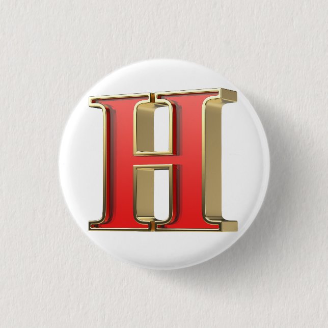 Red glass letter H 3 Cm Round Badge (Front)