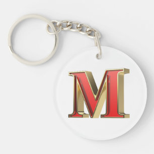 Red glass letter M Key Ring