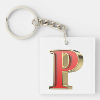 Red glass letter P Key Ring