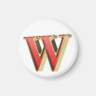 Red glass letter W Magnet