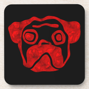 Red Glass Pug Coaster