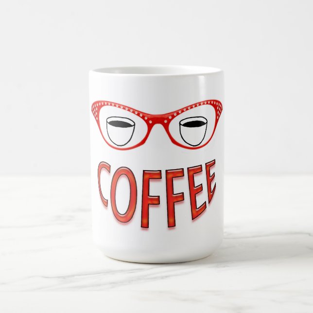 Red Glasses Smiling Coffee Mug (Center)