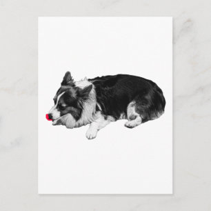 red gleam hello, corgi postcard