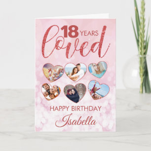 Red Glitter 18th Birthday Photo Collage Card