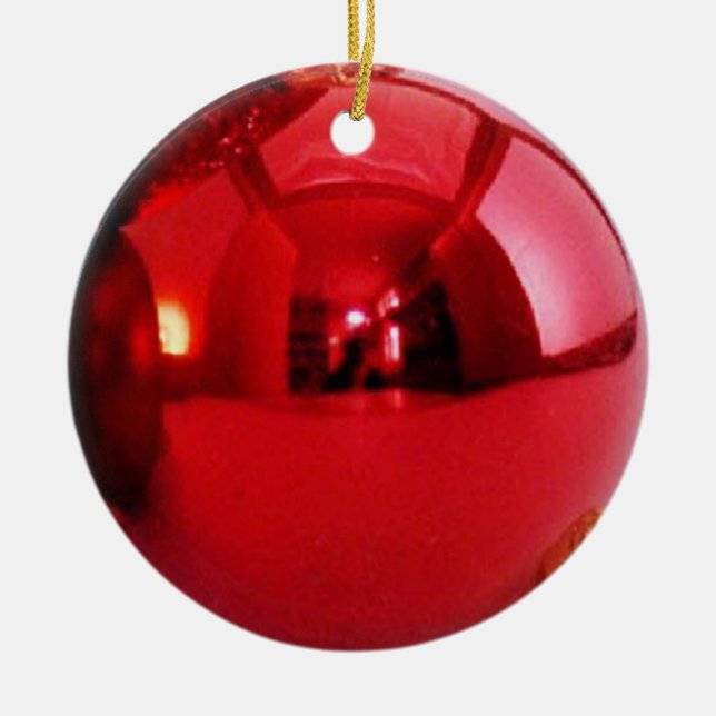 Red Glitter Adorable Holiday  Ceramic Tree Decoration (Front)