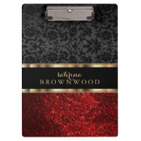 Red Glitter and Black Damask 